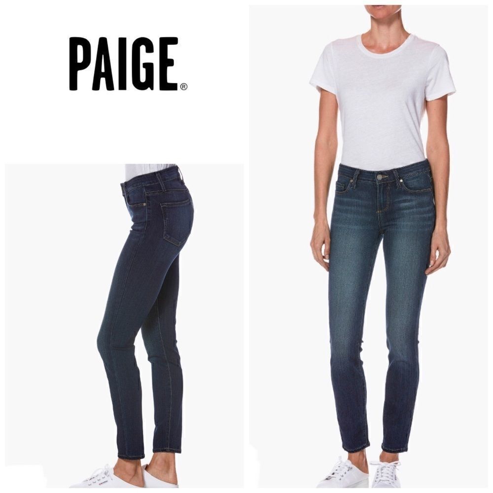 PAIGE dark wash stretch jeans. New